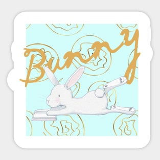 Little bunny on cute pattern Sticker